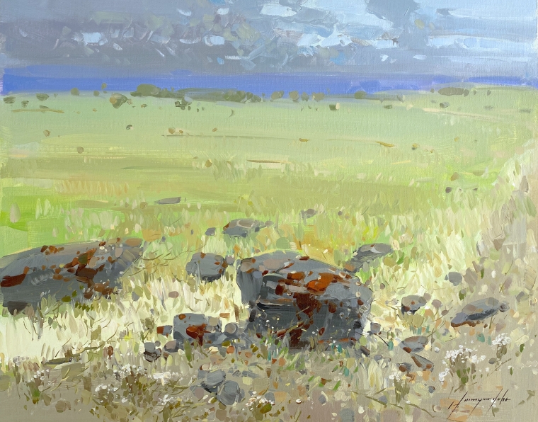 Summer Field, Original oil Painting, Handmade artwork, One of a Kind                  
